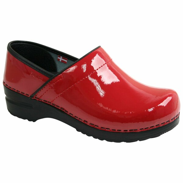 Sanita PROFESSIONAL Patent Leather Women's Closed Back Clog in Red, Size 6.5-7, PR 457406W-004-38